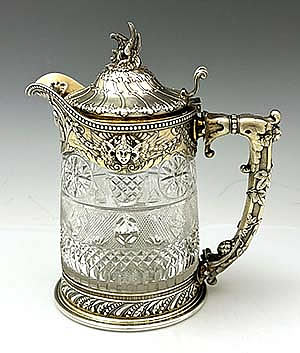 Gorham antique silver and glass mounted carafe